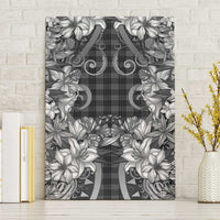 Hawaii Palaka Canvas Wall Art Black Tribal Pattern With Tropical Flowers - Polynesian Pride