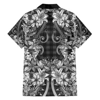 Hawaii Palaka Family Matching Long Sleeve Bodycon Dress and Hawaiian Shirt Black Tribal Pattern With Tropical Flowers LT05 - Polynesian Pride