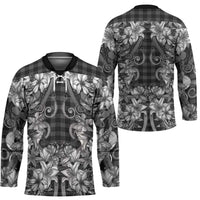 Hawaii Palaka Hockey Jersey Black Tribal Pattern With Tropical Flowers LT05 - Polynesian Pride