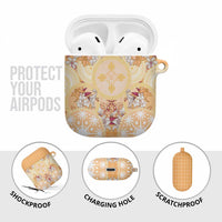 Hawaii Peach Palaka AirPods Case With Tapa Pattern Tropical Flowers - Polynesian Pride
