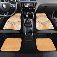 Hawaii Peach Palaka Car Mats With Tapa Pattern Tropical Flowers - Polynesian Pride