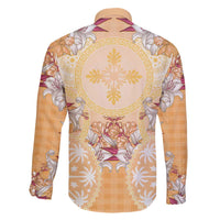 Hawaii Peach Palaka Family Matching Puletasi and Hawaiian Shirt With Tapa Pattern Tropical Flowers - Polynesian Pride
