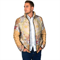 Hawaii Peach Palaka Padded Jacket With Tapa Pattern Tropical Flowers LT05 - Polynesian Pride