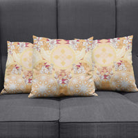 Hawaii Peach Palaka Pillow Cover With Tapa Pattern Tropical Flowers - Polynesian Pride