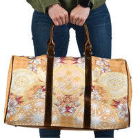 Hawaii Peach Palaka Travel Bag With Tapa Pattern Tropical Flowers - Polynesian Pride