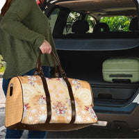 Hawaii Peach Palaka Travel Bag With Tapa Pattern Tropical Flowers - Polynesian Pride