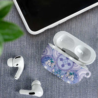 Hawaii Violet Palaka AirPods Case With Tapa Pattern Tropical Flowers - Polynesian Pride