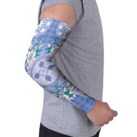 Hawaii Violet Palaka Arm Sleeves With Tapa Pattern Tropical Flowers - Polynesian Pride