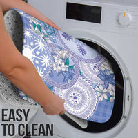 Hawaii Violet Palaka Bathroom Set With Tapa Pattern Tropical Flowers - Polynesian Pride