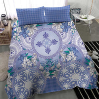 Hawaii Violet Palaka Bedding Set With Tapa Pattern Tropical Flowers - Polynesian Pride