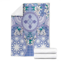 Hawaii Violet Palaka Blanket With Tapa Pattern Tropical Flowers - Polynesian Pride