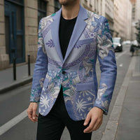 Hawaii Violet Palaka Blazer With Tapa Pattern Tropical Flowers - Polynesian Pride