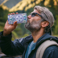 Hawaii Violet Palaka 4 in 1 Can Cooler Tumbler With Tapa Pattern Tropical Flowers - Polynesian Pride