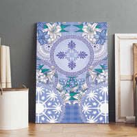 Hawaii Violet Palaka Canvas Wall Art With Tapa Pattern Tropical Flowers - Polynesian Pride