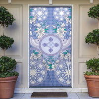 Hawaii Violet Palaka Door Cover With Tapa Pattern Tropical Flowers - Polynesian Pride
