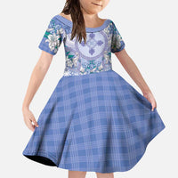 Hawaii Violet Palaka Family Matching Long Sleeve Bodycon Dress and Hawaiian Shirt With Tapa Pattern Tropical Flowers - Polynesian Pride