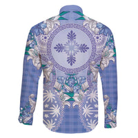 Hawaii Violet Palaka Family Matching Puletasi and Hawaiian Shirt With Tapa Pattern Tropical Flowers - Polynesian Pride