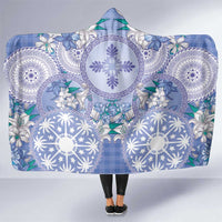 Hawaii Violet Palaka Hooded Blanket With Tapa Pattern Tropical Flowers - Polynesian Pride