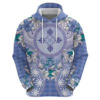 Hawaii Violet Palaka Hoodie With Tapa Pattern Tropical Flowers - Polynesian Pride