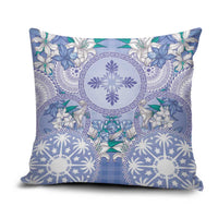 Hawaii Violet Palaka Pillow Cover With Tapa Pattern Tropical Flowers - Polynesian Pride