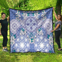 Hawaii Violet Palaka Quilt With Tapa Pattern Tropical Flowers - Polynesian Pride