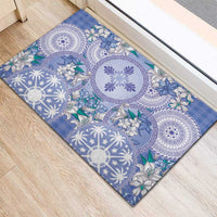 Hawaii Violet Palaka Rubber Doormat With Tapa Pattern Tropical Flowers - Polynesian Pride