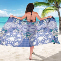 Hawaii Violet Palaka Sarong With Tapa Pattern Tropical Flowers - Polynesian Pride