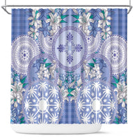 Hawaii Violet Palaka Shower Curtain With Tapa Pattern Tropical Flowers - Polynesian Pride