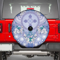Hawaii Violet Palaka Spare Tire Cover With Tapa Pattern Tropical Flowers - Polynesian Pride