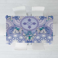 Hawaii Violet Palaka Tablecloth With Tapa Pattern Tropical Flowers - Polynesian Pride