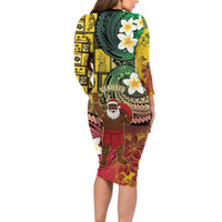 Vanuatu Christmas Family Matching Long Sleeve Bodycon Dress and Hawaiian Shirt Ni-Van Santa Retro Style - Polynesian Pride