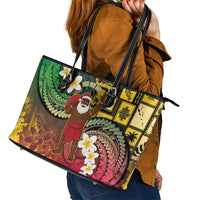 Vanuatu Christmas Leather Tote Bag Ni-Van Santa Retro Style - Polynesian Pride