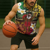 Vanuatu Christmas Sleeveless Zip Hoodie Ni-Van Santa Retro Style LT05 - Polynesian Pride