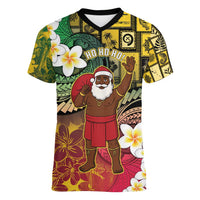 Vanuatu Christmas Women V-Neck T-Shirt Ni-Van Santa Retro Style - Polynesian Pride