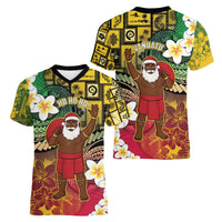 Vanuatu Christmas Women V-Neck T-Shirt Ni-Van Santa Retro Style - Polynesian Pride