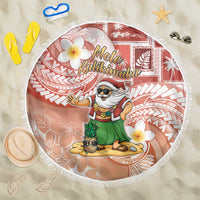Hawaii Mele Kalikimaka Beach Blanket Hula Santa Retro Style Red LT05 One Size 150cm Red - Polynesian Pride