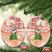 Hawaii Mele Kalikimaka Ceramic Ornament Hula Santa Retro Style Red - Polynesian Pride