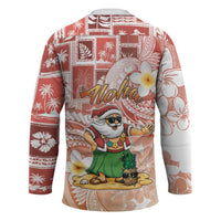 Hawaii Mele Kalikimaka Hockey Jersey Hula Santa Retro Style Red - Polynesian Pride