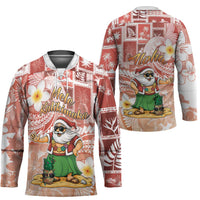 Hawaii Mele Kalikimaka Hockey Jersey Hula Santa Retro Style Red - Polynesian Pride