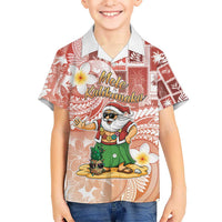 Hawaii Mele Kalikimaka Kid Hawaiian Shirt Hula Santa Retro Style Red LT05 Kid Red - Polynesian Pride
