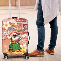 Hawaii Mele Kalikimaka Luggage Cover Hula Santa Retro Style Red - Polynesian Pride