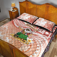 Hawaii Mele Kalikimaka Quilt Bed Set Hula Santa Retro Style Red - Polynesian Pride