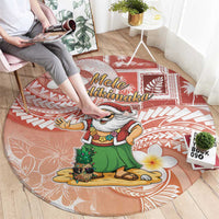 Hawaii Mele Kalikimaka Round Carpet Hula Santa Retro Style Red - Polynesian Pride