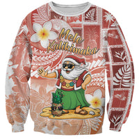 Hawaii Mele Kalikimaka Sweatshirt Hula Santa Retro Style Red - Polynesian Pride