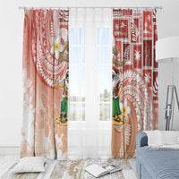 Hawaii Mele Kalikimaka Window Curtain Hula Santa Retro Style Red LT05 - Polynesian Pride