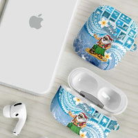Hawaii Mele Kalikimaka AirPods Case Hula Santa Retro Style Blue LT05 - Polynesian Pride