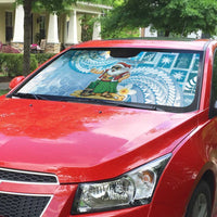 Hawaii Mele Kalikimaka Auto Sun Shade Hula Santa Retro Style Blue - Polynesian Pride