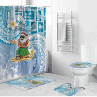 Hawaii Mele Kalikimaka Bathroom Set Hula Santa Retro Style Blue - Polynesian Pride