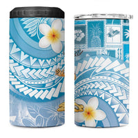Hawaii Mele Kalikimaka 4 in 1 Can Cooler Tumbler Hula Santa Retro Style Blue - Polynesian Pride