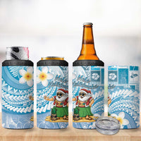 Hawaii Mele Kalikimaka 4 in 1 Can Cooler Tumbler Hula Santa Retro Style Blue - Polynesian Pride